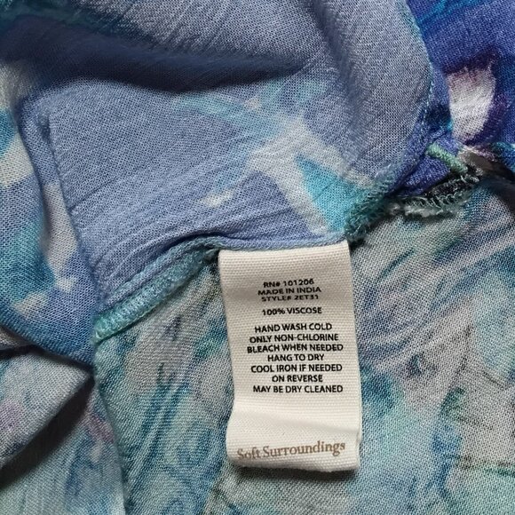 Soft Surroundings Short Sleeve Blue & Purple Scoop Neck Top in Size Large - Picture 5 of 5